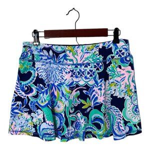 Lilly Pulitzer Skort Sz M Luxletic Blue Floral Tennis Pickleball
